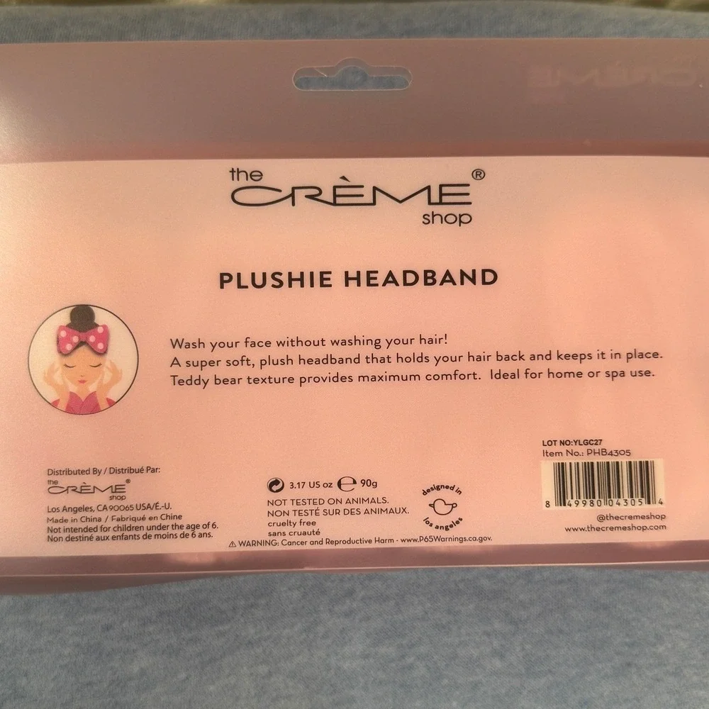 The Crème Shop Headband Plush Pink + 5 Beary Clear Skin Sheet Masks NWT‎ Bundle